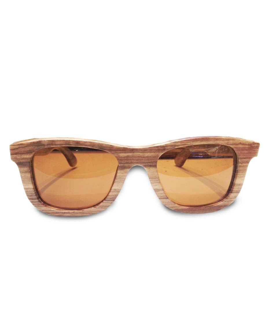 Mato Wood Wayfarer Sunglasses Polarized Brown Lens 55mm