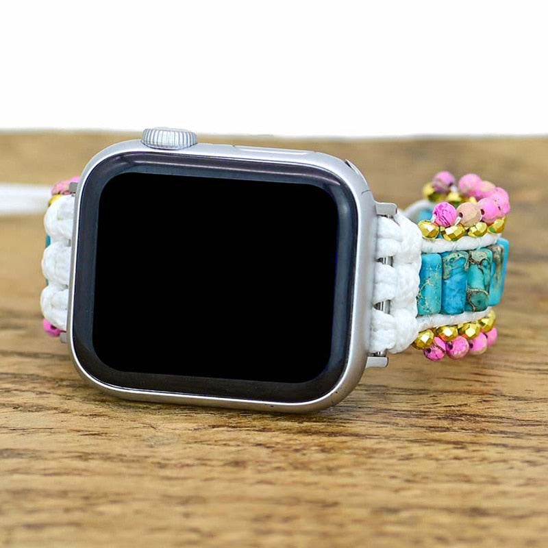 Natural Blue Jasper & Hematite Apple Watch Bracelet