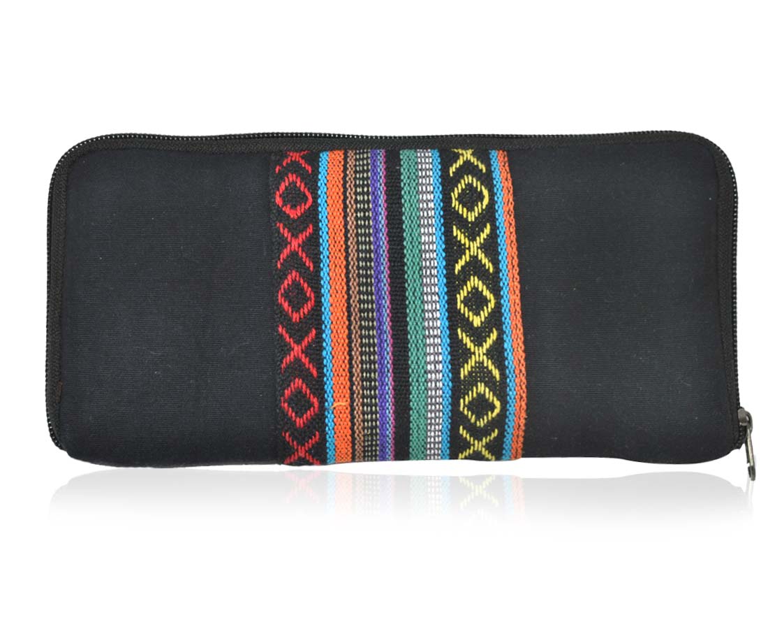Mato Woven Wallet Wristlet Purse Baja Pattern Black