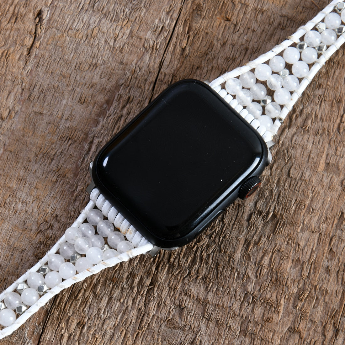 Natural White Labrodite & Jade Handmade Apple Watch Band