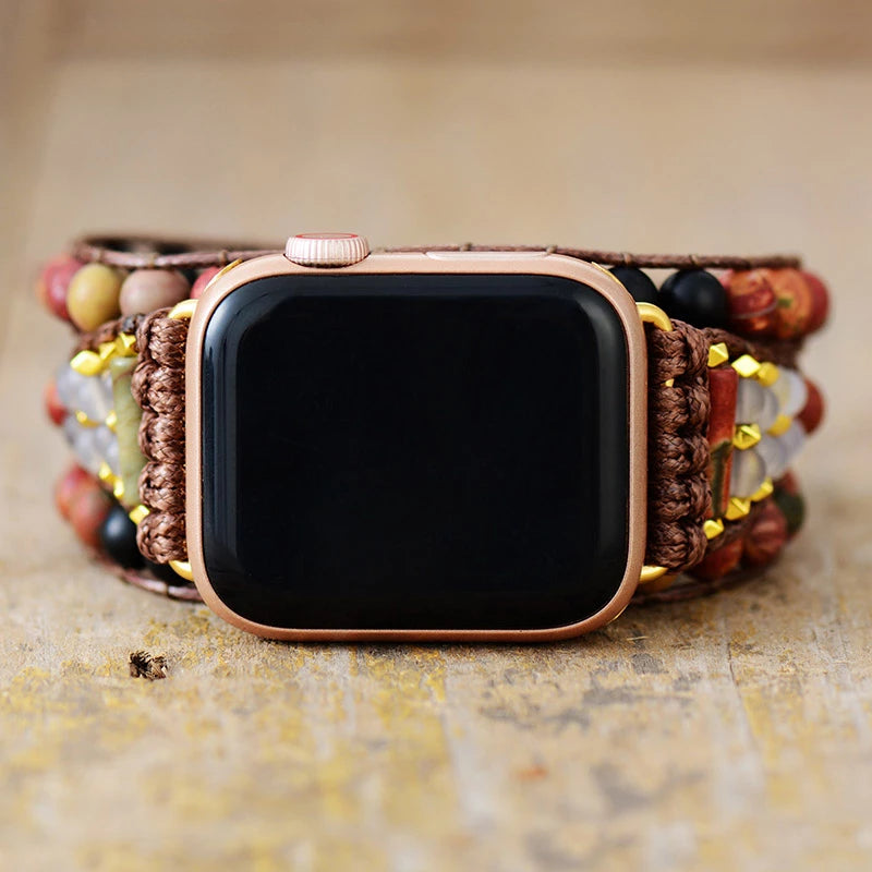 Earth Tone Black Agate Handmade Apple Watch Band