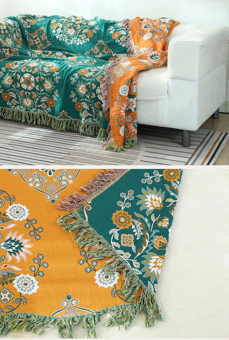 Cotton Reversible Embroidery Blanket