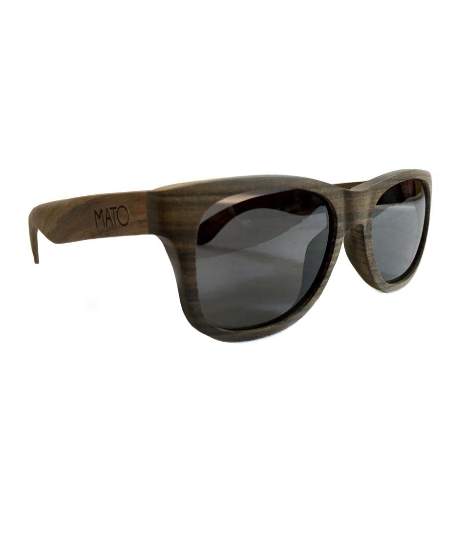 Mato Wooden Wayfarer Sunglasses Polarized Black Lens 55mm
