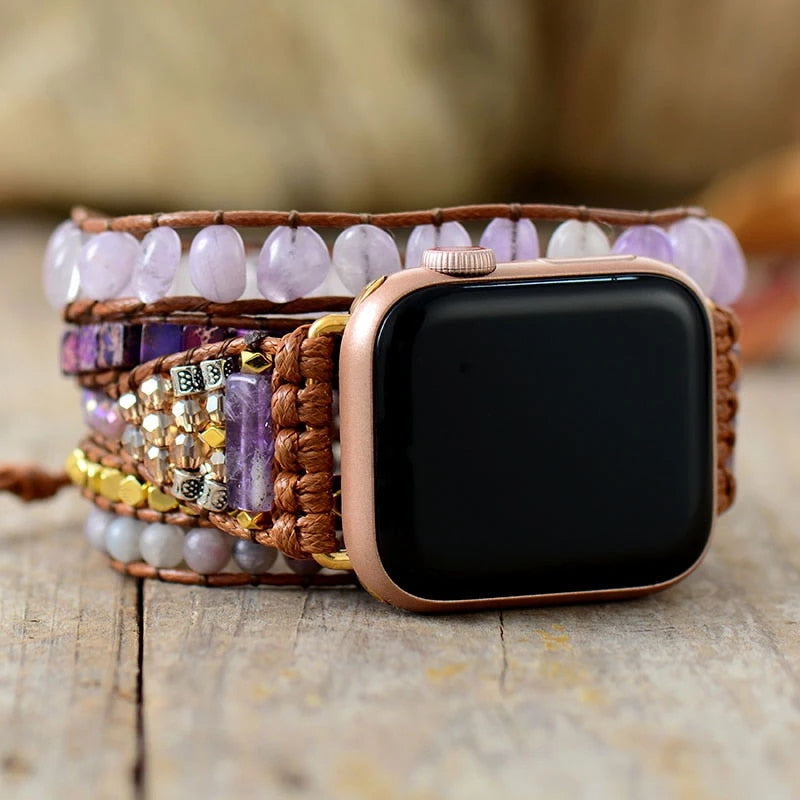 Natural Purple Jade & Jasper Apple Watch Band