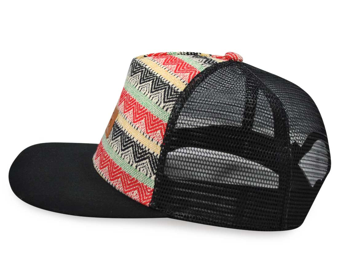 DouZhe Flat Brim Cap Snapback Hat, Aztec Tribal Style Fish Prints
