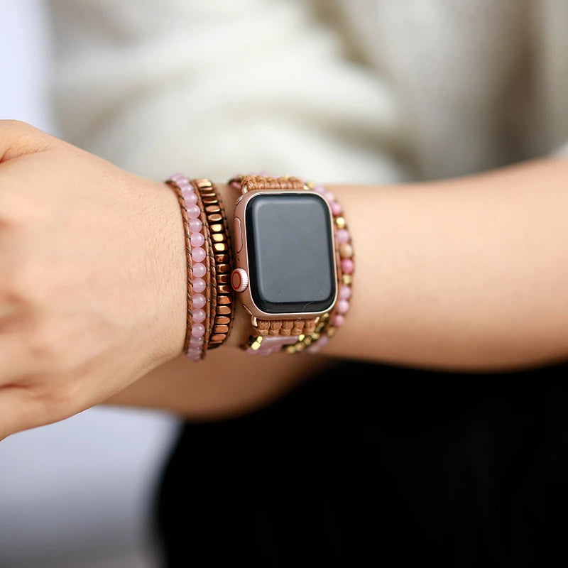 Rose Quartz Apple Watch Band, Large: 7.2 - 8.1 inch Wrist Size / 42 - 45 mm Watch Face